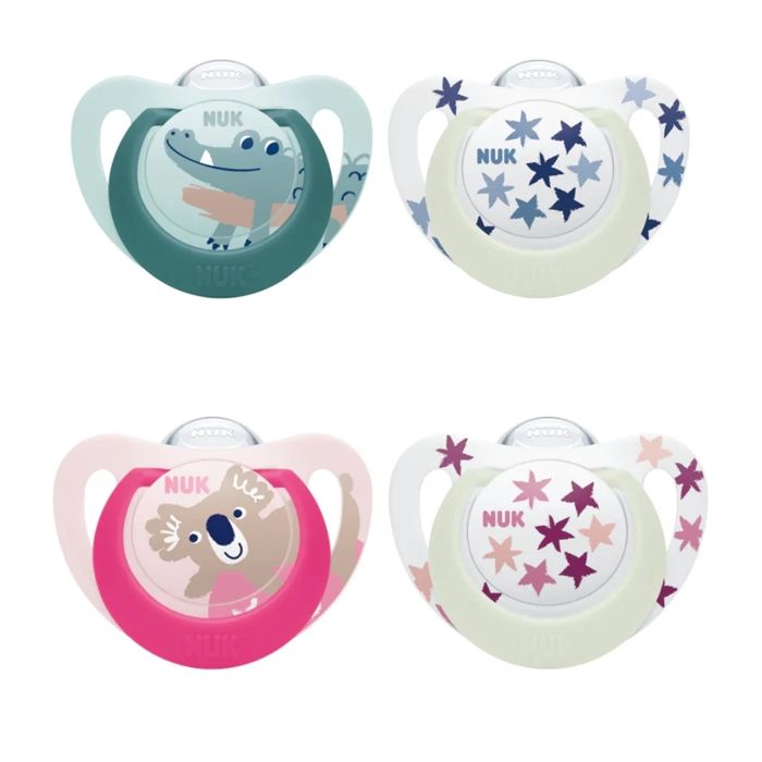 Sucette - NUK - Star Night & Day - 6-18 mois - Lot de 2 - Silicone sans BPA