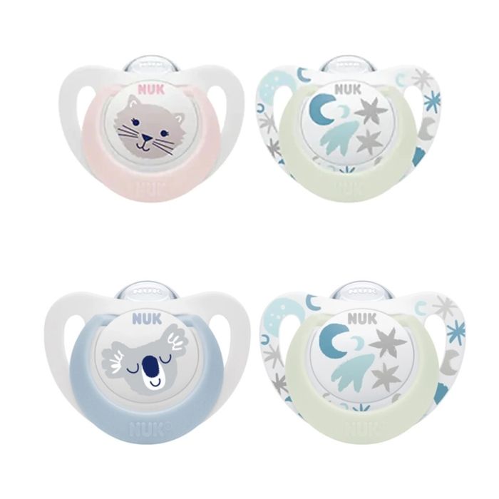 Sucette - NUK - Star Night & Day - 0-6 mois - Hypoallergénique - Phosphorescente