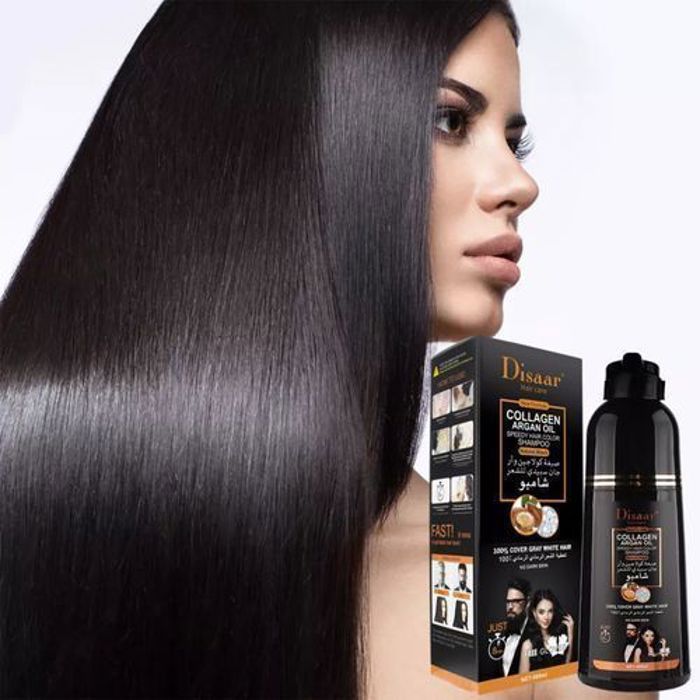 Disaar Shampooing colorant Noir riche en collagène et argan oil Hommes µ Femmes 400ml
