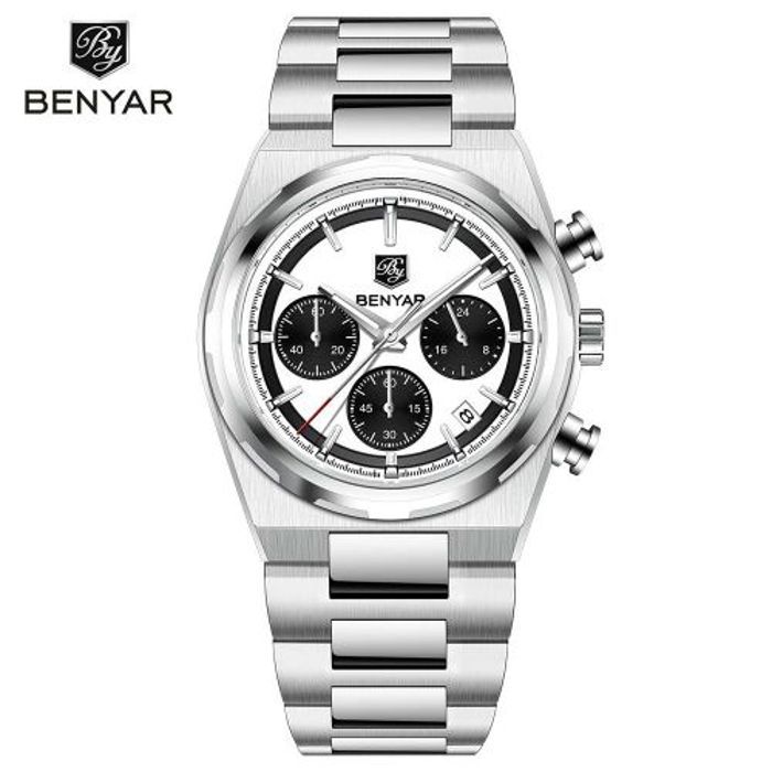Montre - Benyar - Chronographe de luxe - Quartz - Acier inoxydable - Noir