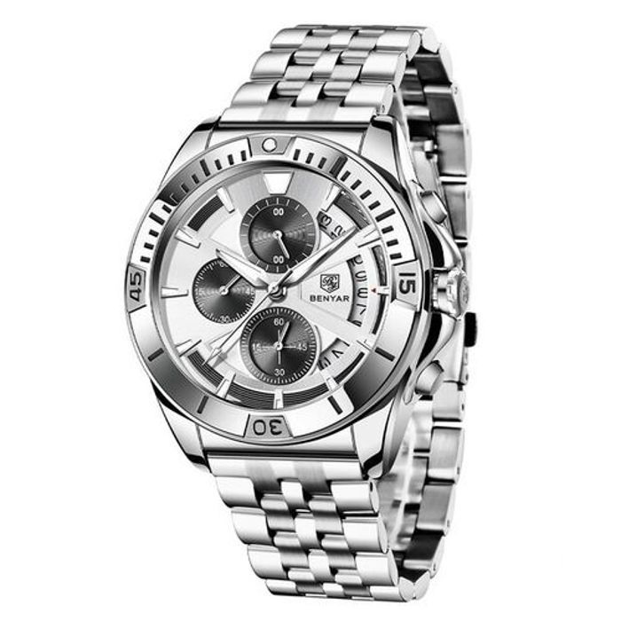Montre - Benyar - 242 - Argent - Noir - Chronographe - Quartz