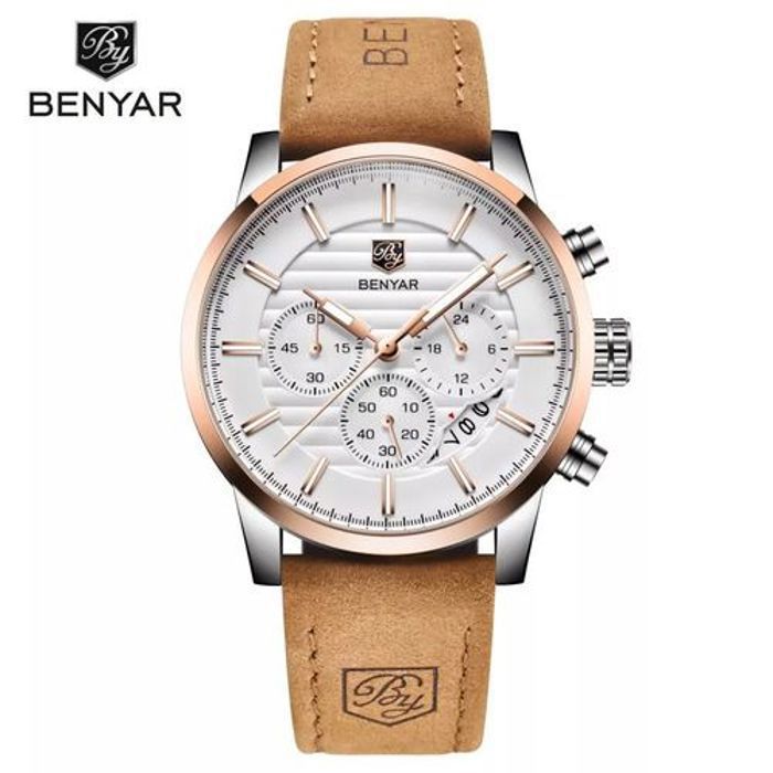 Montre - BENYAR - BY-5104C - Chronographe - Cuir - Étanche 3 ATM