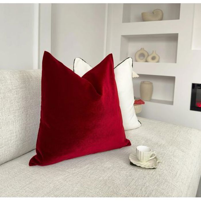 Housse de coussin en velours Rouge luxueuse (45x45cm)