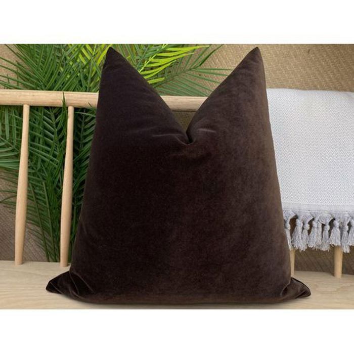 Housse de coussin en velours Marron luxueuse (45x45cm)
