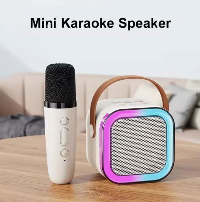 haut-parleur karaoké Bluetooth mini portable avec microphone sans fil et lumières dynamiques