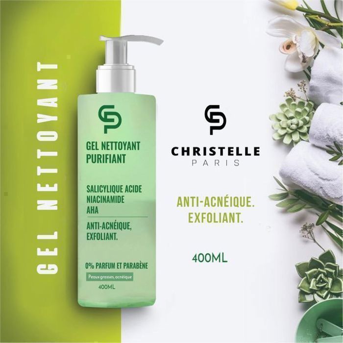 CHRISTELLE PARIS - Gel nettoyant purifiant - Hypoallergénique - 400ml