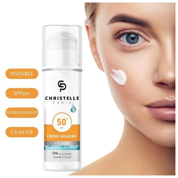 écran solaire imperméable et hydratant avec SPF50+ pour peau sensible, 50 ml Invisible nouvelle formule