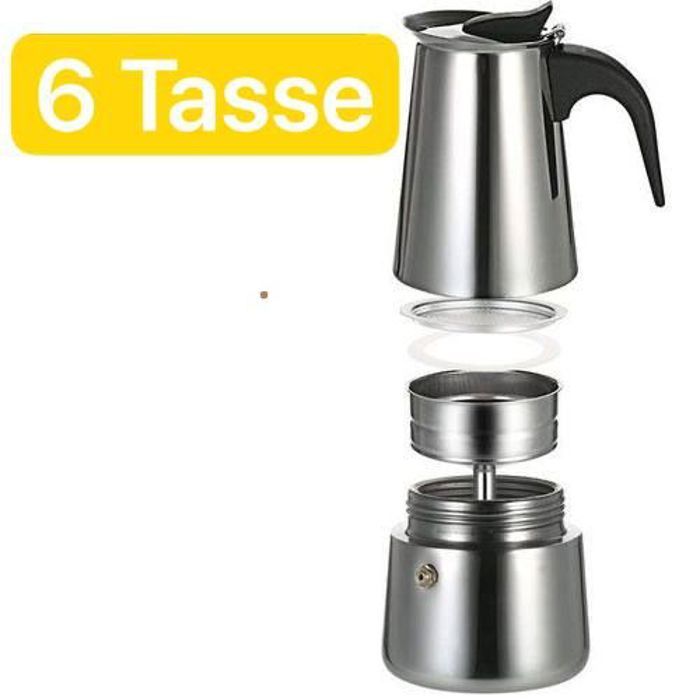 cafetière Portable haut Moka acier inoxydable espresso,6 Tasse Espresso maker