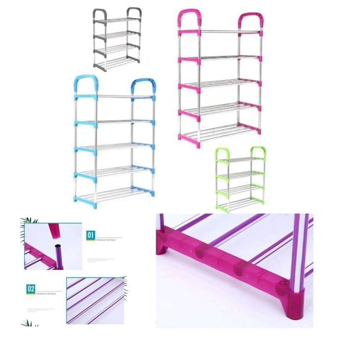 Étagère à chaussures - Non spécifié - 5 niveaux - Plastique et métal - Design ajustable - Compacte  (Couleur aléatoire)