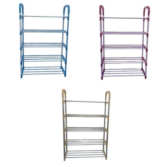 Étagère à chaussures - Non spécifié - 5 niveaux - Plastique et métal - Design ajustable - Compacte (Couleur aléatoire)