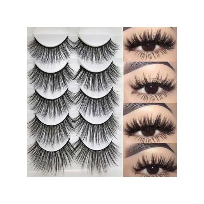 Faux cils - Visons - Pack de 5 Paires - Naturels - Longs - 3D