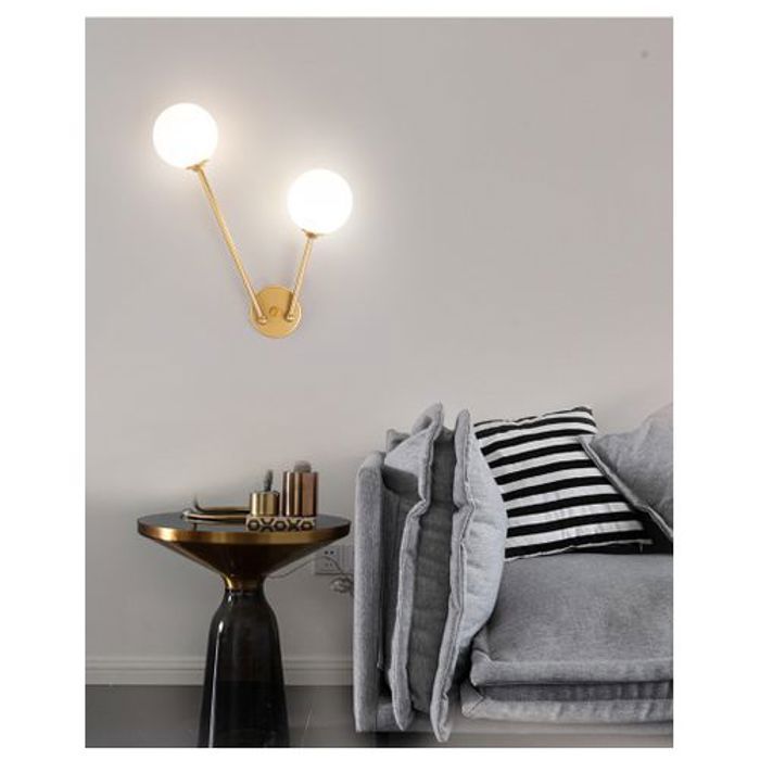 Applique Murale 2 Boules De Verre Au Design Moderne Déal Pour La Maison, Cafe,Restaurant