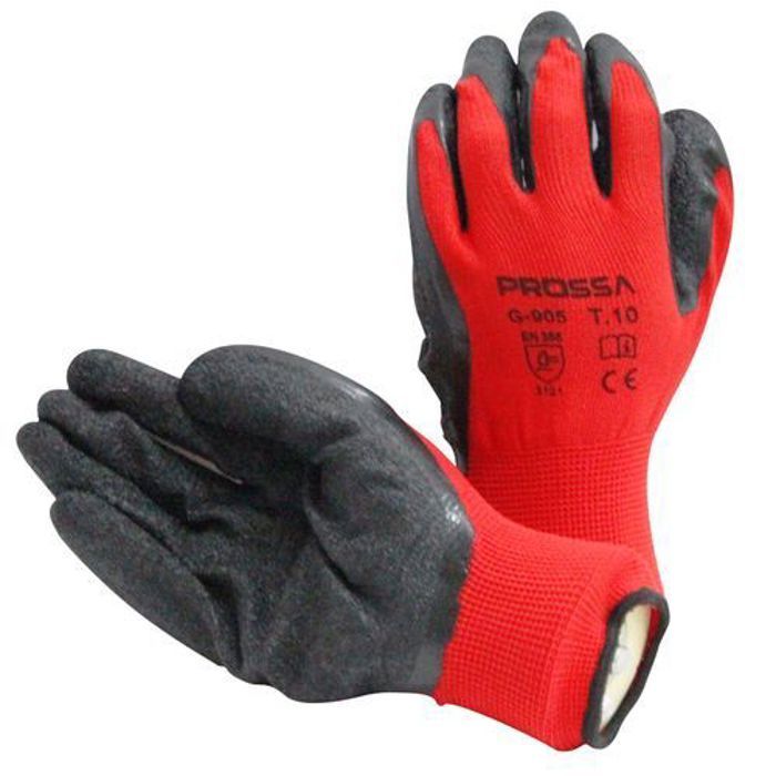 Gant de protection En nylon gant de Sécurité Gants de travail en nylon rouge enduit de latex noir