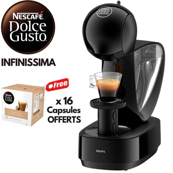 DOLCE GUSTO INFINISSIMA Cafétiere À Capsules Haute Pression 15 Bar Machine À Café Multi Boissons Livré avec pack 16 capsules GRATUIT