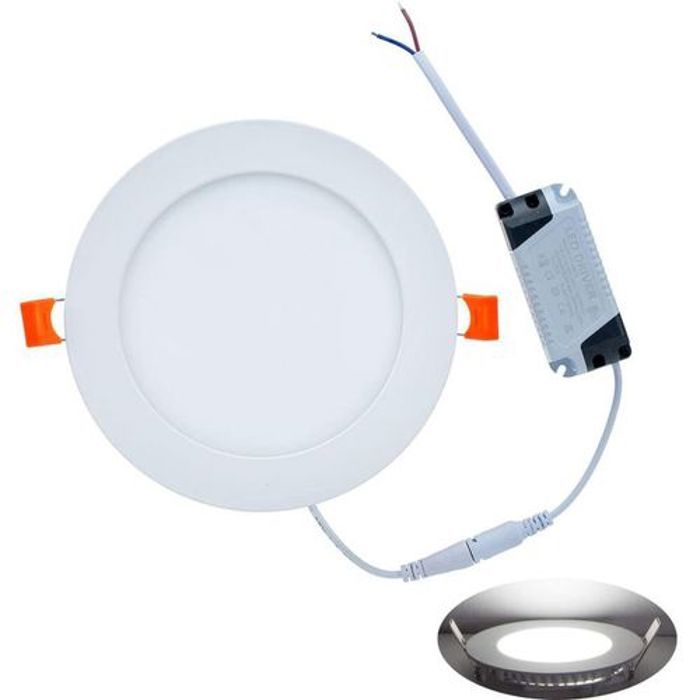 Lampe Panel Led Ronde Slim Encastré 12W Blanc Froid 6500K