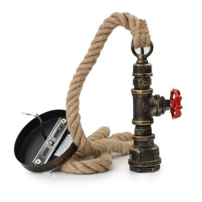 Industriel Plafonnier Suspension Tuyau D'Eau En Metal Lustre Lampe Eclairage +Lampe Filament E27