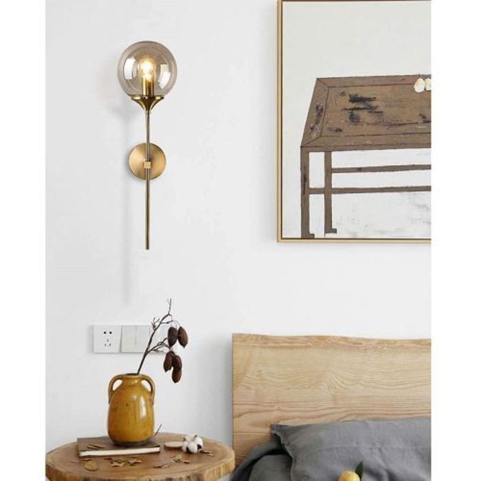 Applique Murale Gold Minimaliste Désigne Verre Ambre + Ampoule Led Offerte