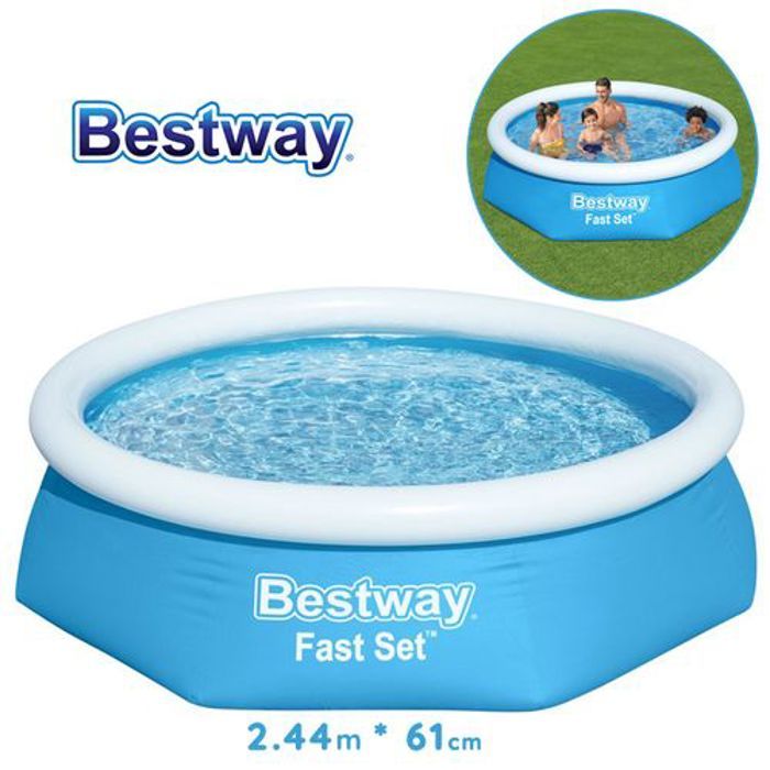 Bestway Piscine autoportante Fast Set ronde 2,44 m x 61 cm - Bleu