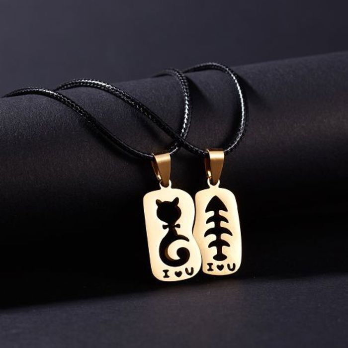 Collier Couple I Love U Doré - 2pcs