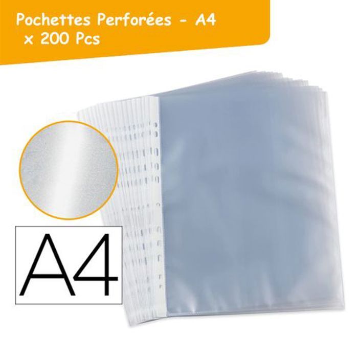 Pochettes perforées transparentes A4 - (lot de 200)