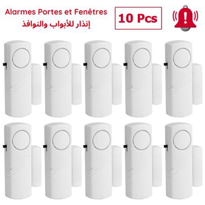 Alarme Détecteur d'ouverture de portes et fenêtres - Pack 10Pcs