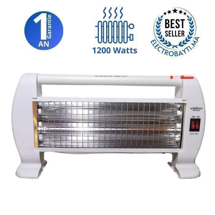 Chauffage électrique - TCQH12F - 1200W - Silencieux - Quartz - Compact