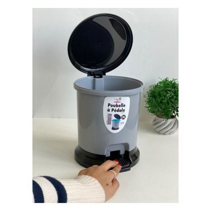 Saga Poubelle à Pédale gris 3L