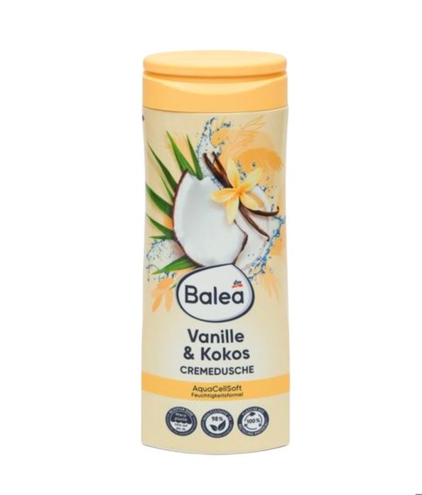 Gel douche - BALEA - Vanille & Kokos - 300 ml - Sans alcool - pH neutre - Peaux sensibles