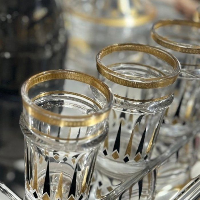 Verres à thé - AYA HOME - 12 pièces - Cristallin - Doré et noir - Haute qualité