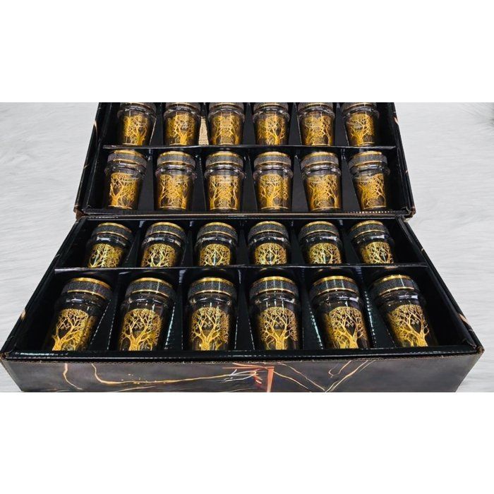 12 verres à thé en cristallin-très haute qualite du verre Beldi artisanal details-Doré