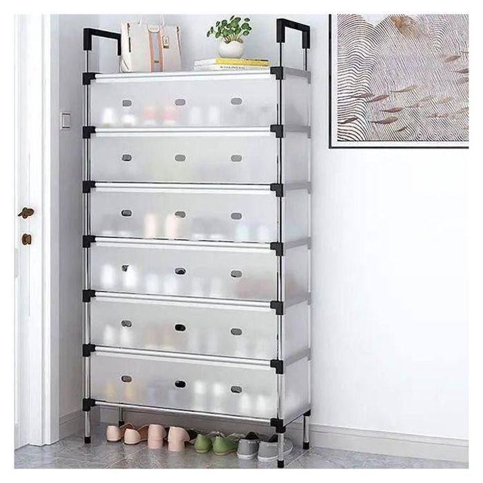 Meuble 7 couches pour chaussures, étagère de rangement, diaphragme anti-poussière porte de dortoir