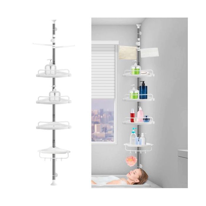 Étagères de salle de bains de coin de 4 niveaux Étagère réglable de stockage d'acier inoxydable plastique rangement France Stock