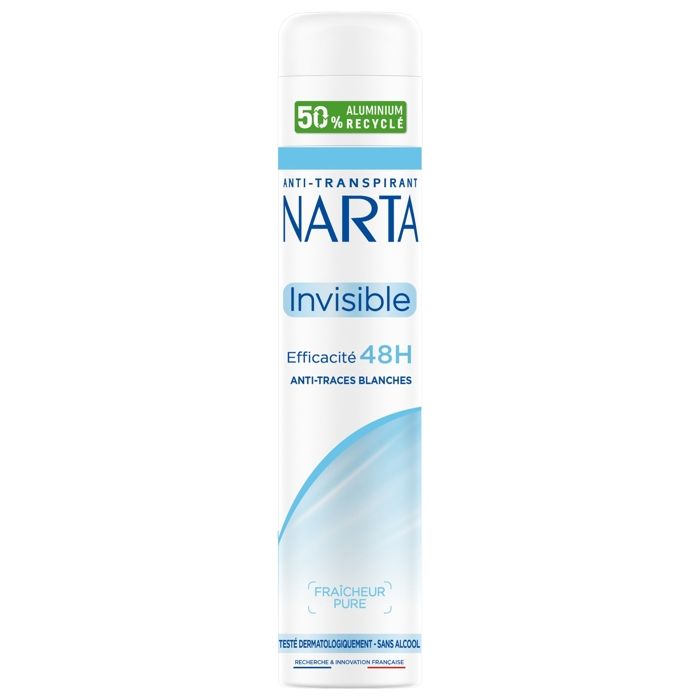 Déodorant - NARTA - INVISIBLE 48H - Anti-traces blanches - Hypoallergénique - 200 ml