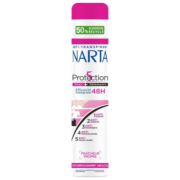 Déodorant anti-transpirant - NARTA - Protection 5 - 48H - Femme - Sans alcool