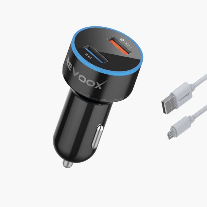 Chargeur de voiture REVOOX USB 18W + Câble Micro RCC-UM02