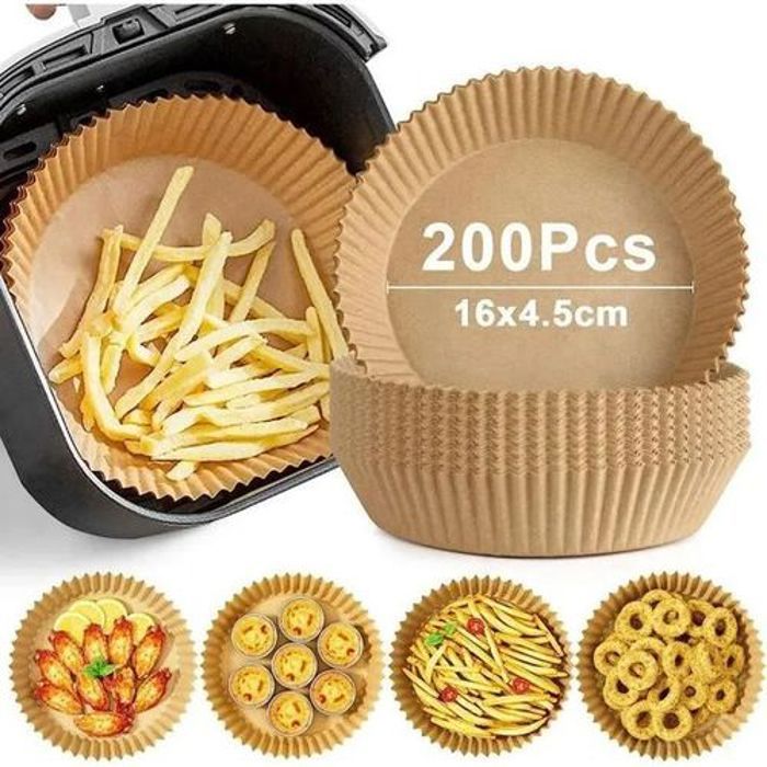 200 Papier de cuisson pour Friteuse & Air Fryer, Antiadhésif, Non collés