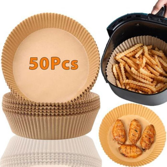 50 Papier de cuisson pour Friteuse & Air Fryer, Antiadhésif, Non collés