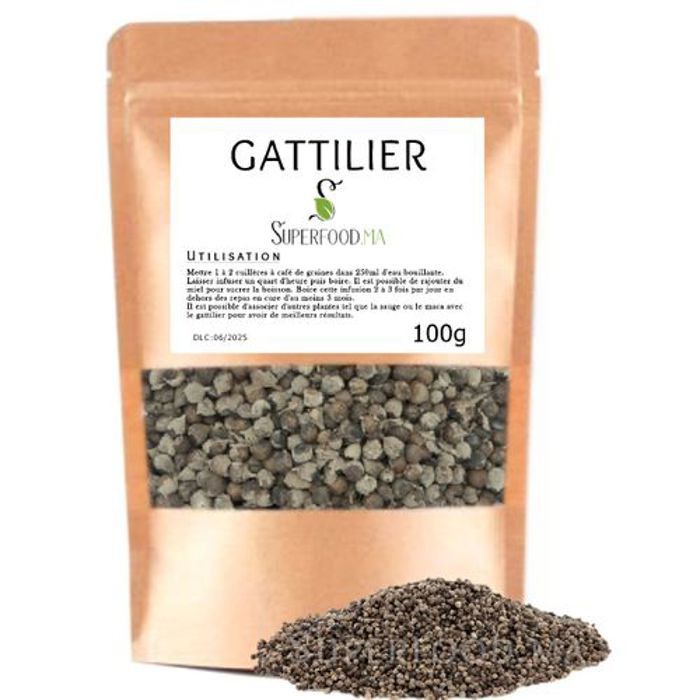 Gattilier - Plante médicinale - 100g - Régulateur hormonal - Acné - Règles douloureuses