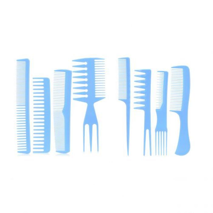 Ensemble de peignes multi-tailles, 8 pièces, couleur bleue