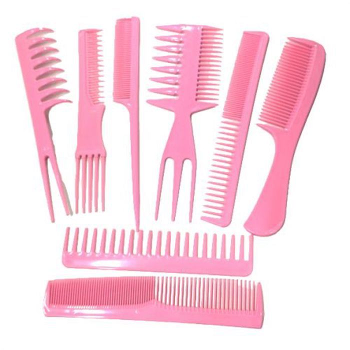 Ensemble de peignes multi-tailles, 8 pièces, couleur ROSE