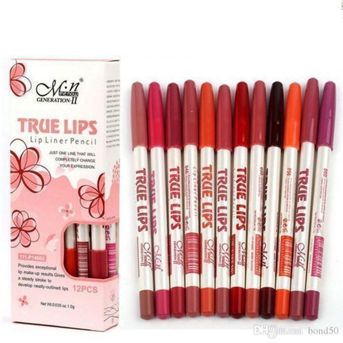 True Lips – Pack de 12 Crayons à Lèvres - 12 Couleurs Intenses - Longue Tenue