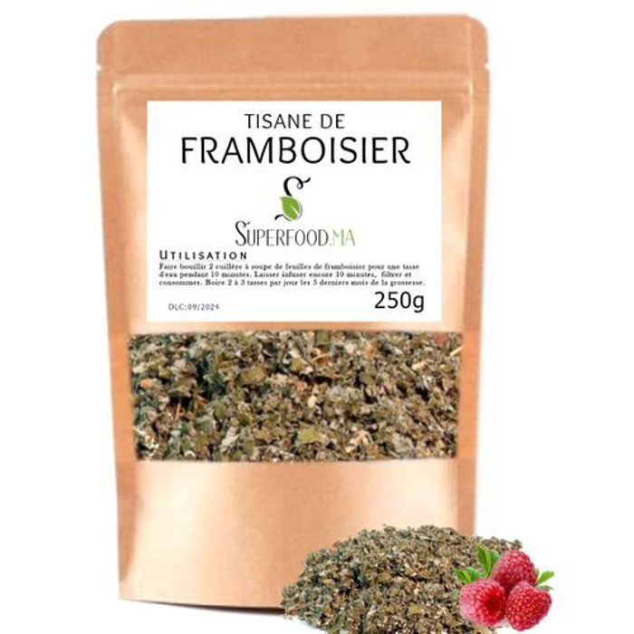 TISANE FEUILLE DE FRAMBOISIER. 100 % NATUREL  ACCOUCHEMENT, POST ACCOUCHEMENT - 250g