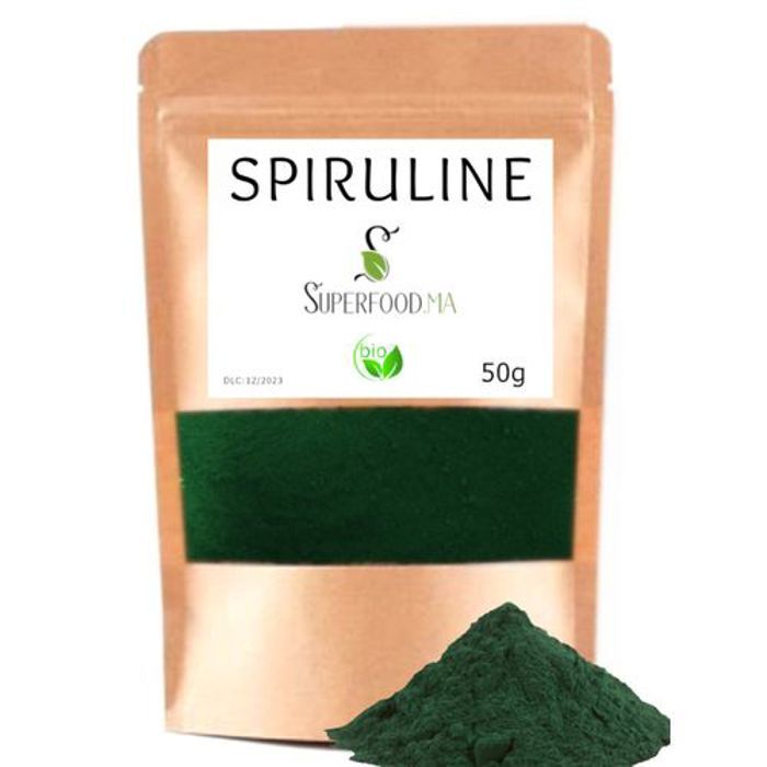 SPIRULINE BIO EN POUDRE - ANTIOXYDANT, RICHE EN FER, ENERGIE - 50g
