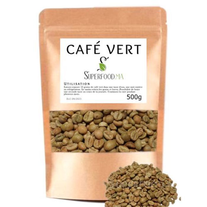 CAFÉ VERT NON TORRÉFIÉ - BRULE GRAISSE 100% NATUREL, COUPE FAIM, REGIME 500g