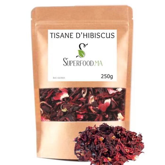 TISANE D'HIBISCUS NATURELLE  RICHE EN VITAMINE C (KARKADÉ, CARCADET, BISSAP ...) - 250g
