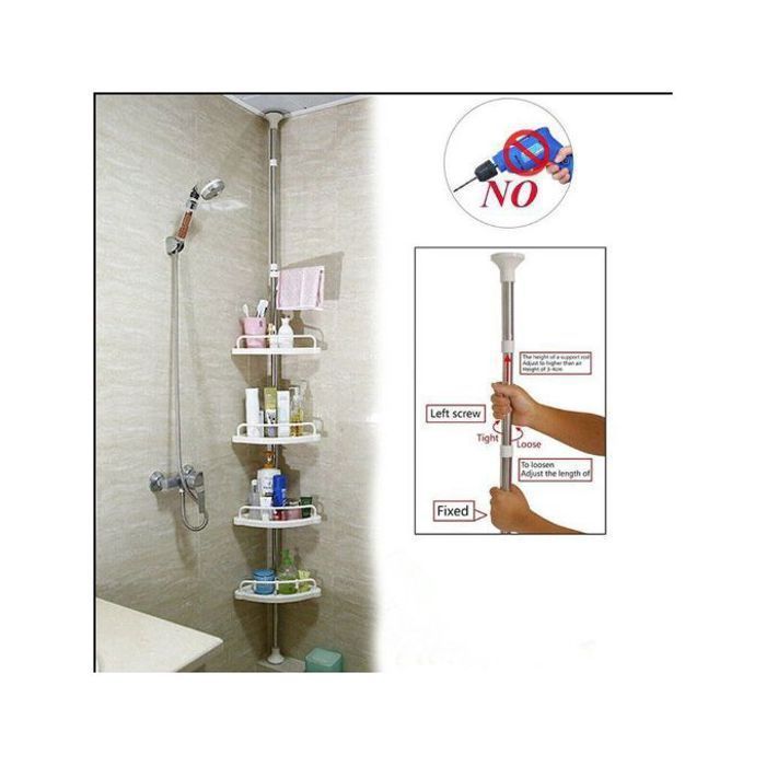 Étagère d'angle - MARQUE - Télescopique - 4 niveaux - 16kg - Inox