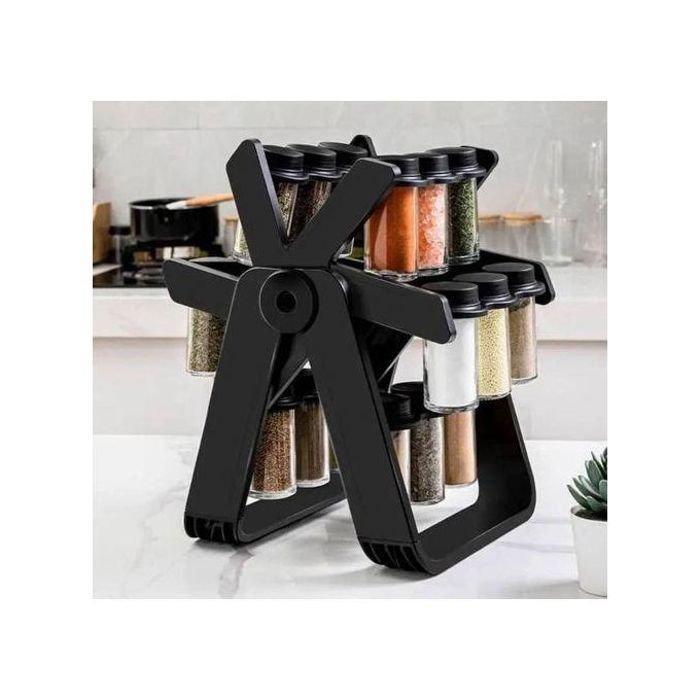 Étagère à Épices Rotative Avec 18 Pots à Épices En Verre, Étagère à Épices Rotative, Grande Roue Rotative à 360 Degrés