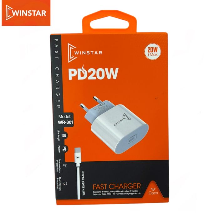 Chargeur secteur - WINSTAR - 20W - iPhone 11/12/13/14 Pro Max - USB-C vers Lightning - Câble 1M
