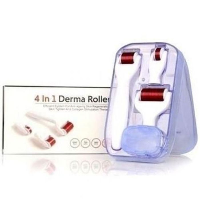 Rouleau dermatologique - Derma Roller - 4 en 1 - Aiguilles en titane - Hypoallergénique - Mixte