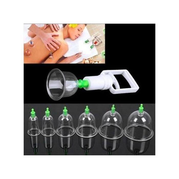 Ventouses de Massage - Hijama - 6 Tasses + 1 Pompe - Thérapie Relaxation - Anti-Cellulite - Mixte
